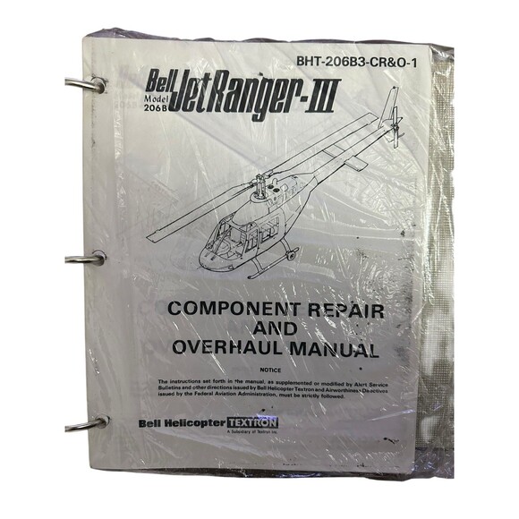 bell jet ranger III model 206B component repair and overhaul manual Rare - Picture 9 of 10